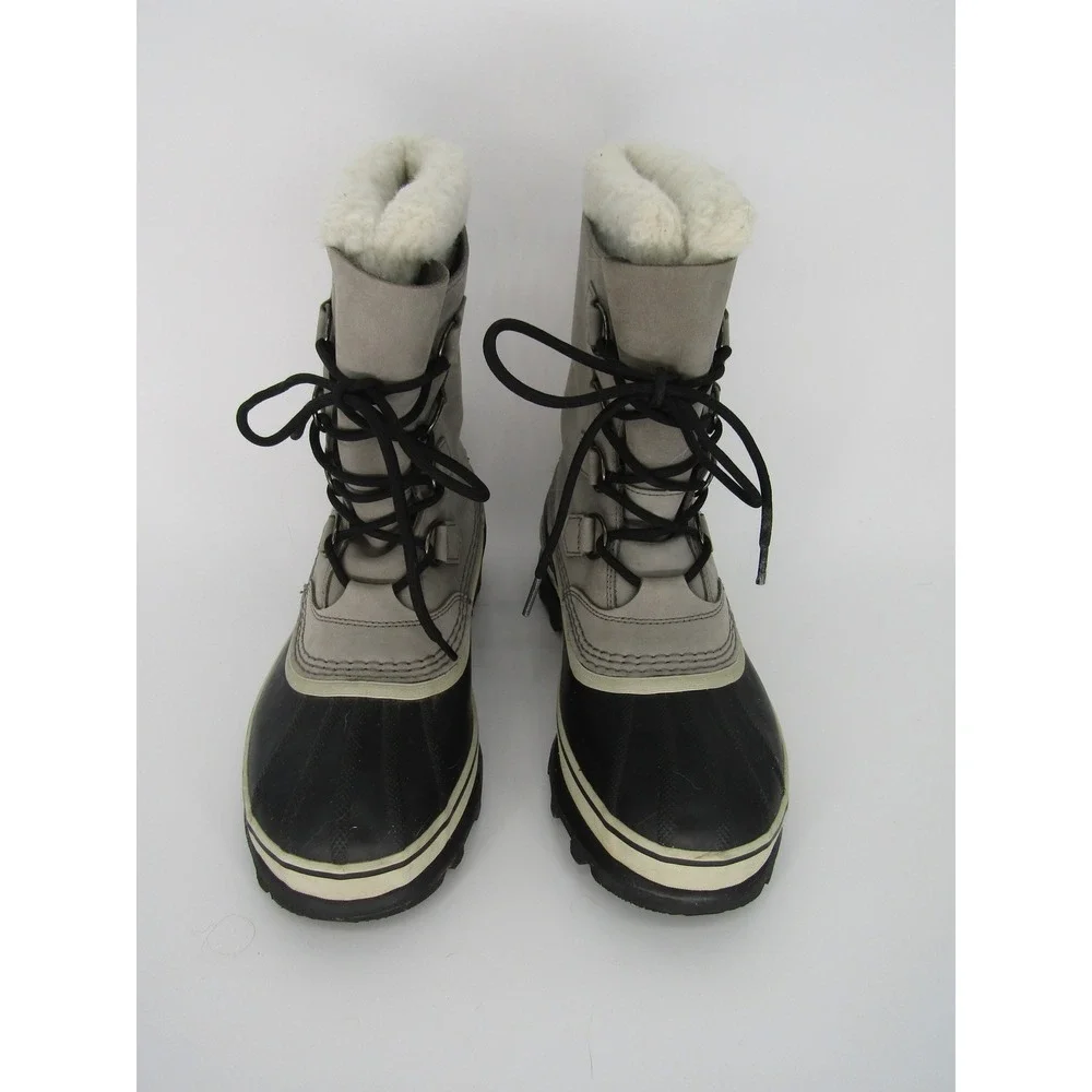 Sorel Caribou Winter Boots Womens 10 Gray Waterproof Faux Fur NL1005-051 Outdoor